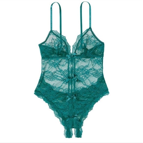 Emerald Green Victoria's Secret Lace Lingerie Teddy - Picture 2 of 14